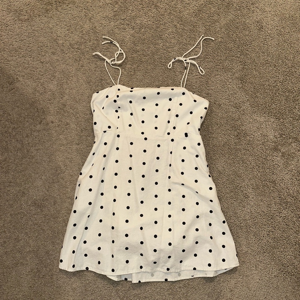White Sleeveless Spaghetti Strap Mini Sundress with pockets